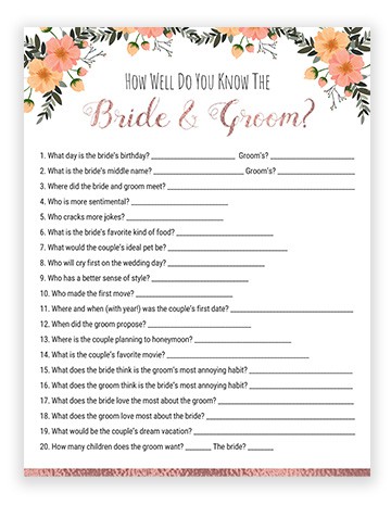 Bridal Shower Games Printables - Would She Rather & Bride Or Groom