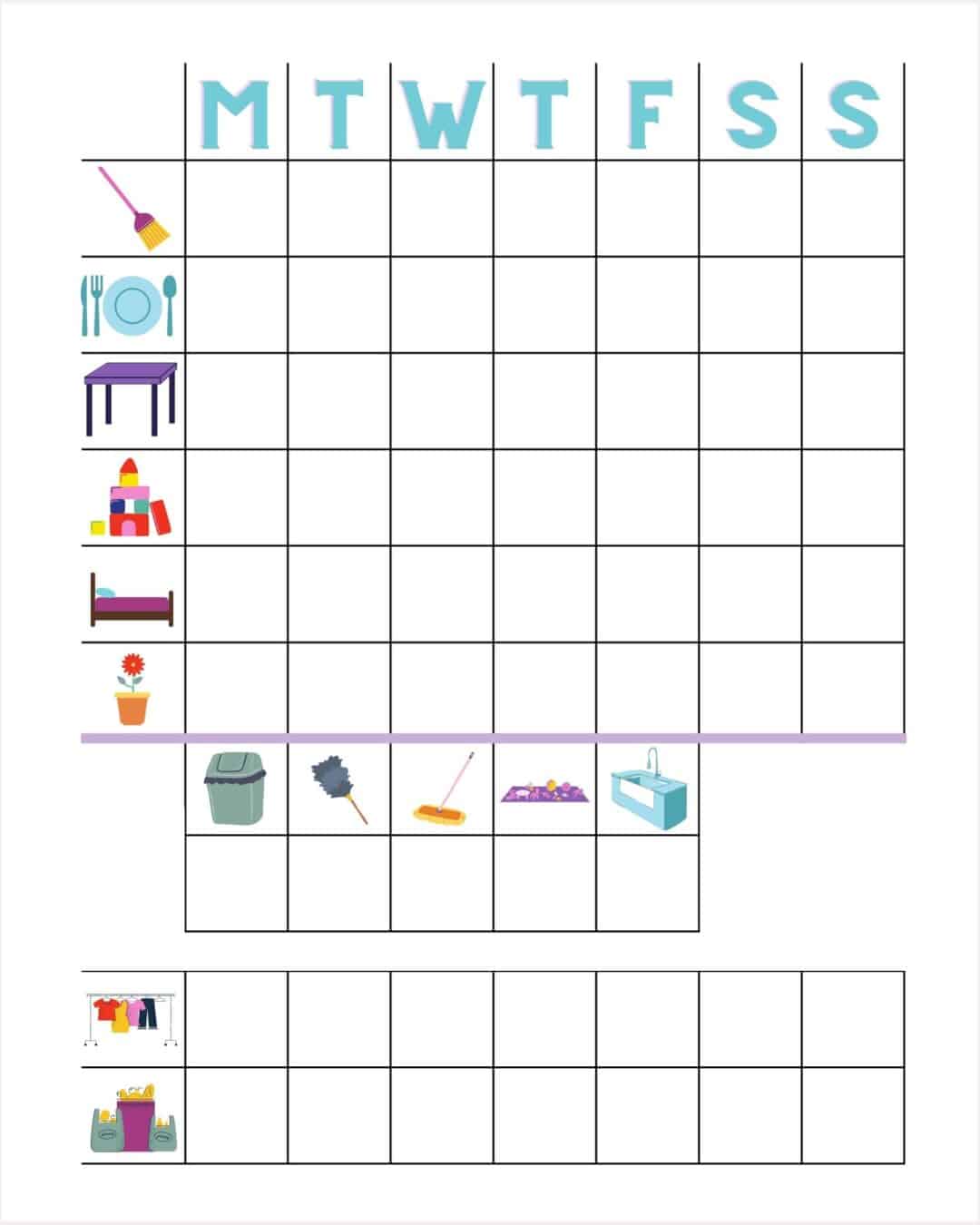 Free Printable Chore Chart For 4 Year Olds With Pictures 