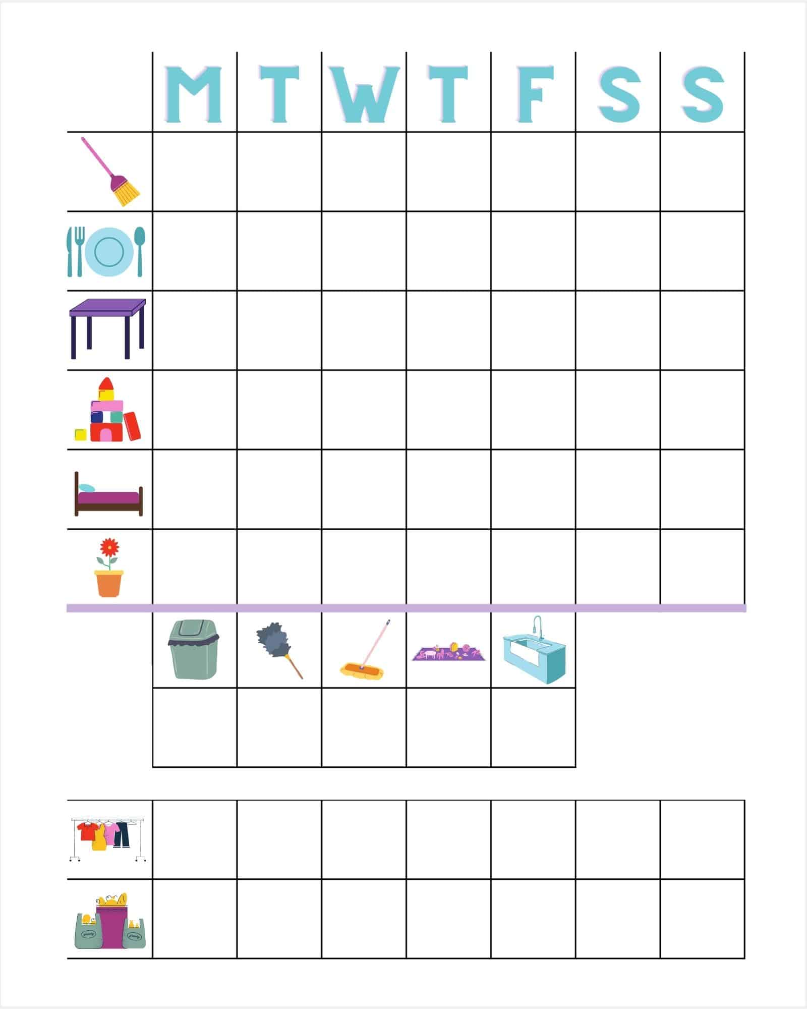 Free Printable Chore Chart For 4 Year Olds With Pictures 