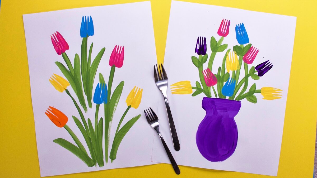 amazing-fork-colorful-flower-painting-art-ideas-for-kids-and-toddlers Amazing Fork Colorful Flower Painting Art Ideas For Kids & Toddlers Fork Flower Painting Art Ideas