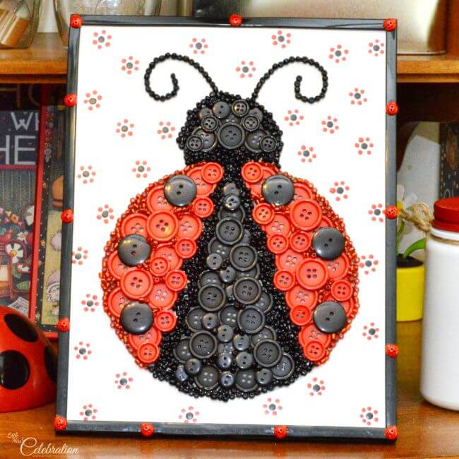 beautiful-button-ladybug-decoration-craft-at-home Beautiful Button ladybug Decoration Craft At Home Button Animal Crafts