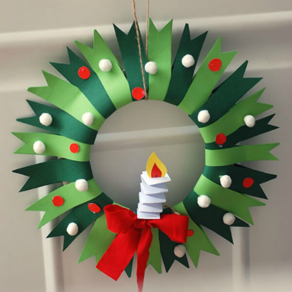 candle-wreath Colorful Paper Wreath Christmas Wreath Crafts For Kids