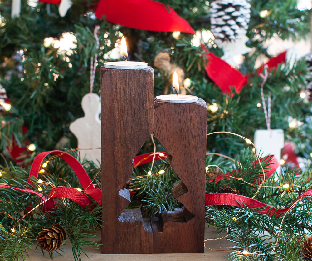 christmas-tree-shaped-candle-holder-craft-using-wood Christmas Tree Shaped Candle Holder Craft Using Wood