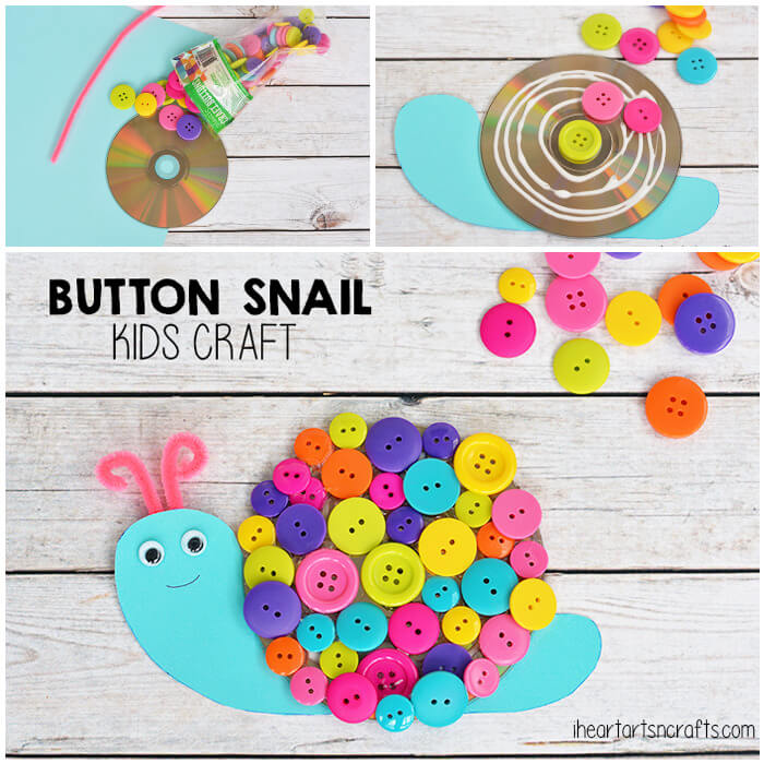 colorful-snail-craft-with-buttons-cd-paper-and-pipe-cleaners Colorful Snail Craft With Buttons, CD, Paper & Pipe Cleaners