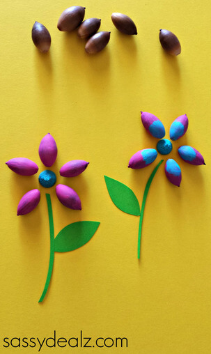 cute-acorn-flower-spring-craft-using-construction-paper Cute Acorn Flower Spring Craft Using Construction Paper Spring Flower Crafts for Kids
