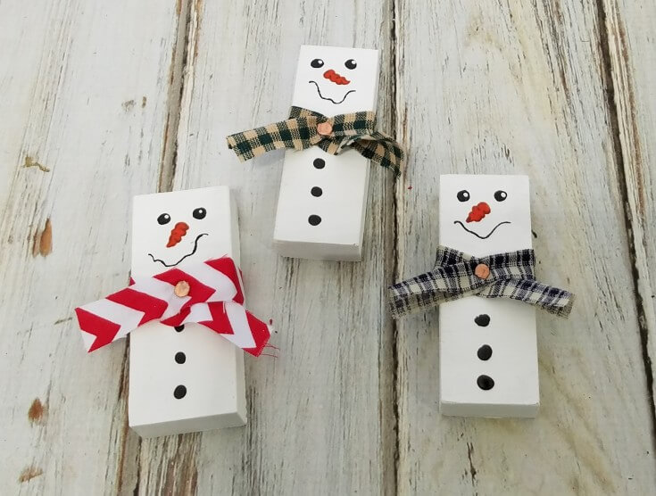 cute-snowman-craft-using-ribbon-and-scrap-wood Cute Snowman Craft Using Ribbon & Scrap Wood