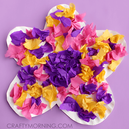diy-paper-plate-flower-craft-using-tissue-paper-for-kids