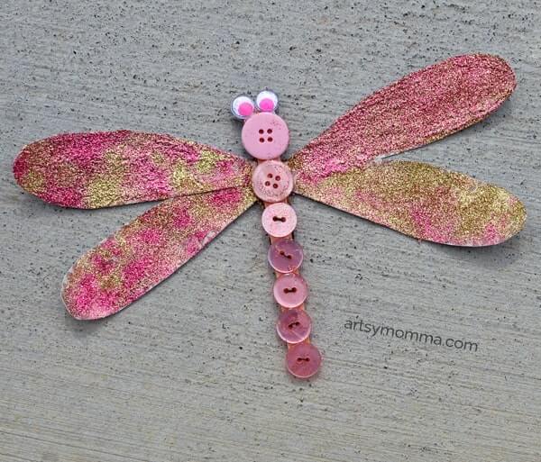 dragonfly-craft-with-cardstock-buttons-and-popsicle-sticks Dragonfly Craft With Cardstock, Buttons, and Popsicle Sticks Button Animal Crafts