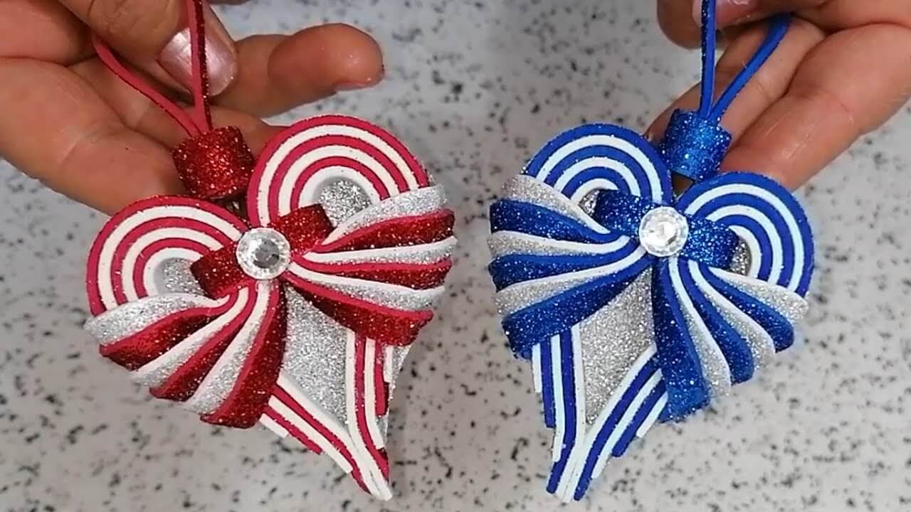 easy-cute-christmas-decoration-craft-idea-in-heart-shape Easy & Cute Christmas Decoration Craft Idea In Heart Shape DIY Foam Christmas Ornaments