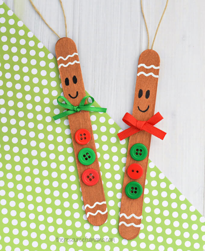 easy-gingerbread-man-ornament-using-craft-stick Easy Gingerbread Man Ornament Using Craft Stick