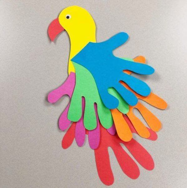 easy-hand-print-parrot-craft-activity-for-kids Easy Hand Print Parrot Craft Activity For Kids
