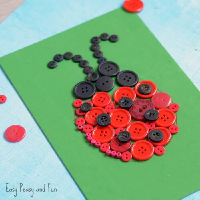 easy-ladybug-button-art-and-craft-idea-for-kids Easy Ladybug Button Art & Craft Idea For Kids Button Animal Crafts