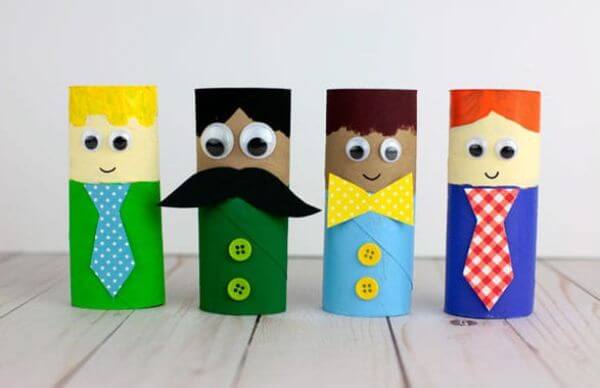 easy-paper-roll-fathers-day-craft-for-kids Handmade Father’s Day Craft Idea Using Toilet Paper Roll & Buttons