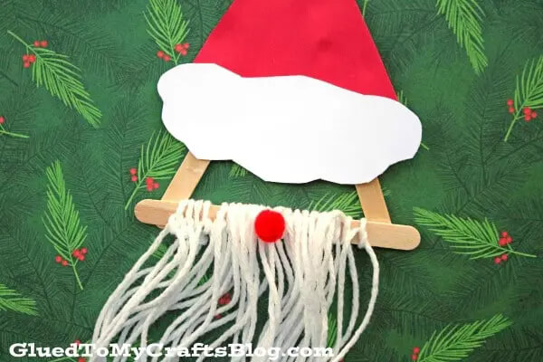 festive-santa-crafts-for-kids-14 Popsicle Stick And Yarn Bearded Santa