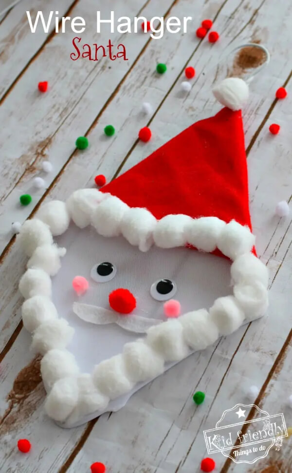 festive-santa-crafts-for-kids-24 Wire Hanger Santa Christmas Santa Crafts Made With Everyday Supplies