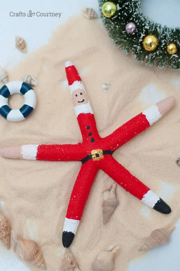festive-santa-crafts-for-kids-28 DIY Starfish Santa