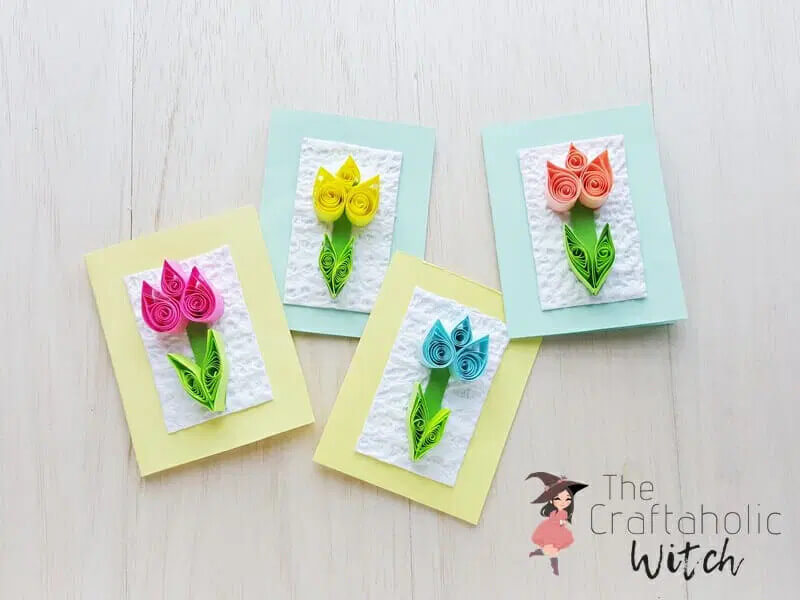 fun-paper-quilling-tulip-card-project-for-kids-with-cardstock-paper Fun Paper Quilling Tulip Card Project For Kids With Cardstock Paper