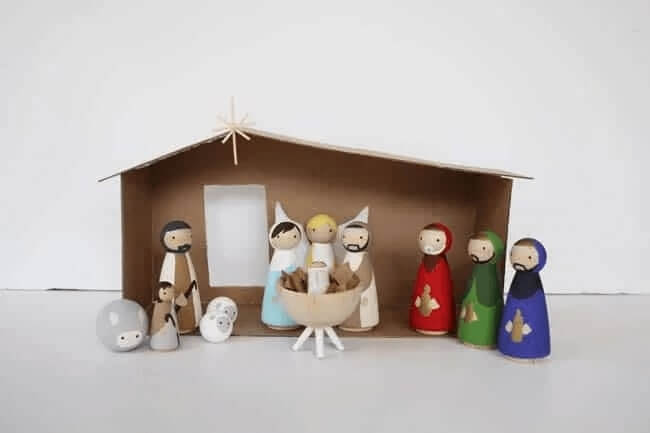 fun-to-make-modern-nativity-craft-with-and-cardboard-and-toothpicks Fun To Make Modern Nativity Craft With & Cardboard & Toothpicks Wood Christmas Crafts