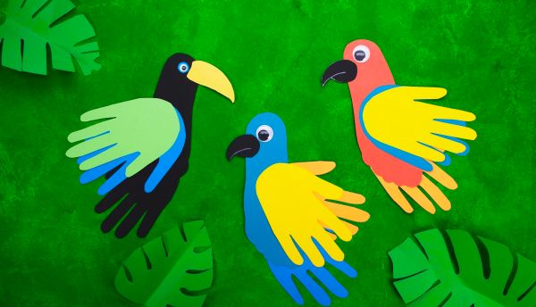 hand-cutouts-parrot-craft-activity-for-kids Hand Cutouts Parrot Craft Activity For Kids