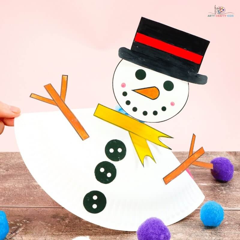 how-to-make-rocking-snowman-using-paper-plate How to Make Rocking Snowman Using Paper Plate For Kids