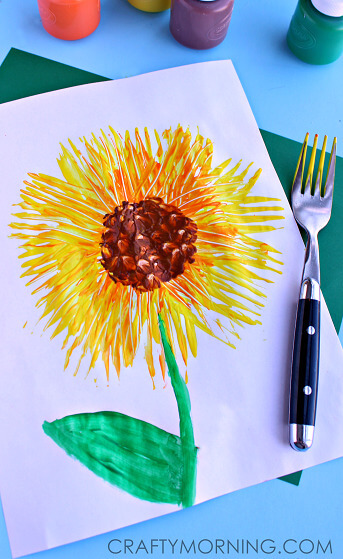 lovely-fork-sun-flower-painting-art-ideas-for-kids Lovely Fork Sun flower Painting Art Ideas For Kids Fork Flower Painting Art Ideas