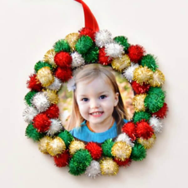pom-pom-wreath Shiny Pom Poms Wreath Craft Christmas Wreath Crafts For Kids