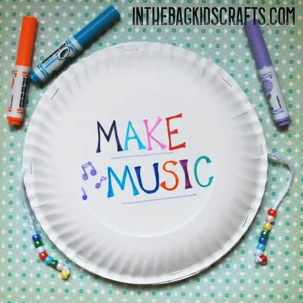 quick-rattle-drums-kids-craft Tambourine Musical Instrument Crafts Quick Rattle Drums Kids Craft