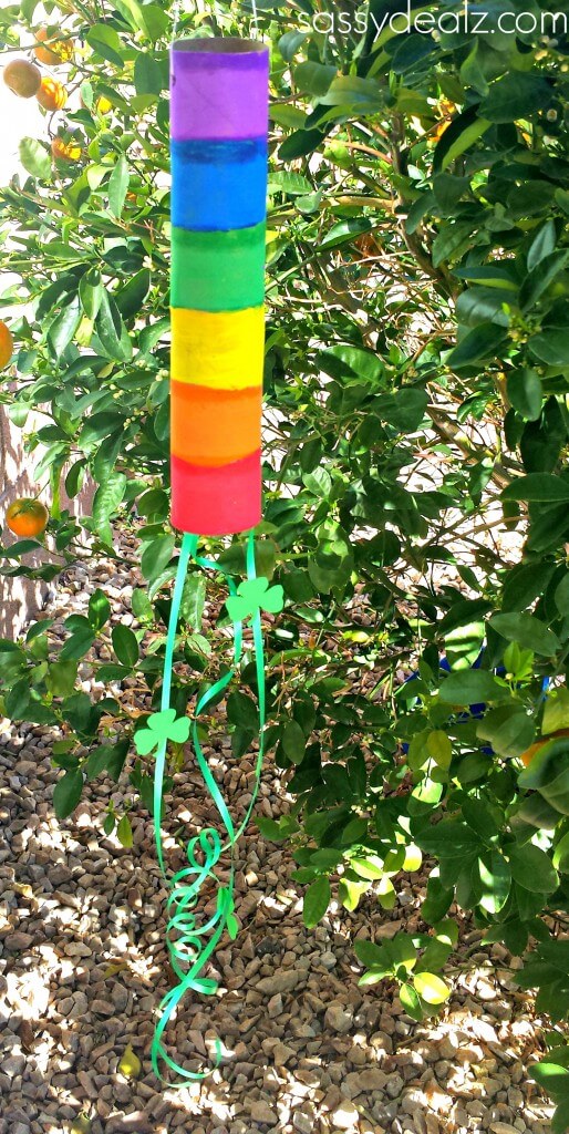 rainbow-wind-catcher-craft-made-with-paper-towel-roll Rainbow Wind Catcher Craft Made With Paper Towel Roll