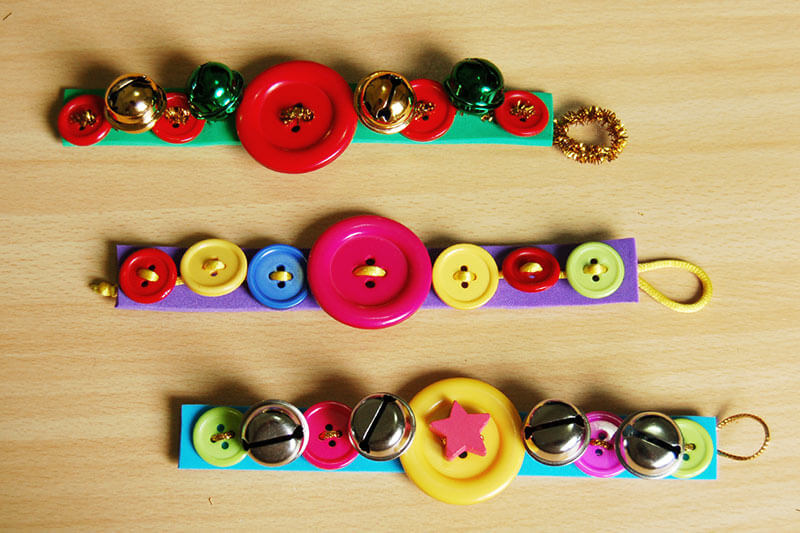 recycled-button-bracelets-craft-with-foam-and-jingle-bells Recycled Button Bracelets Craft With Foam & Jingle Bells
