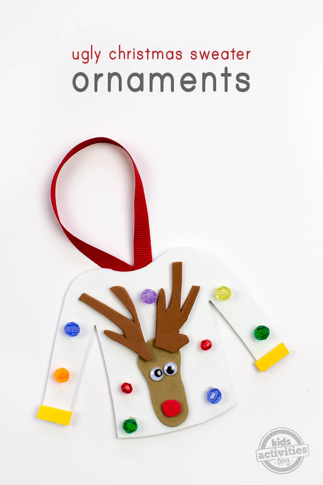 reindeer-sweater-ornament-for-kids-using-beads Reindeer Sweater Ornament For Kids Using Beads