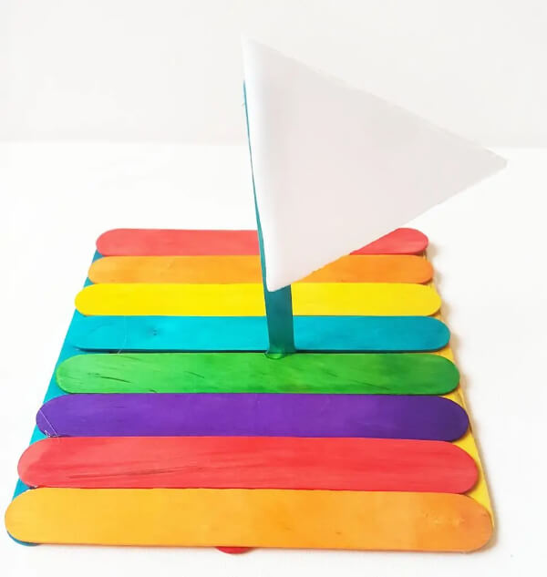 sailboat-using-popsicle-stick Easy Rainbow Sailboat Craft Using Popsicle Stick For Kids