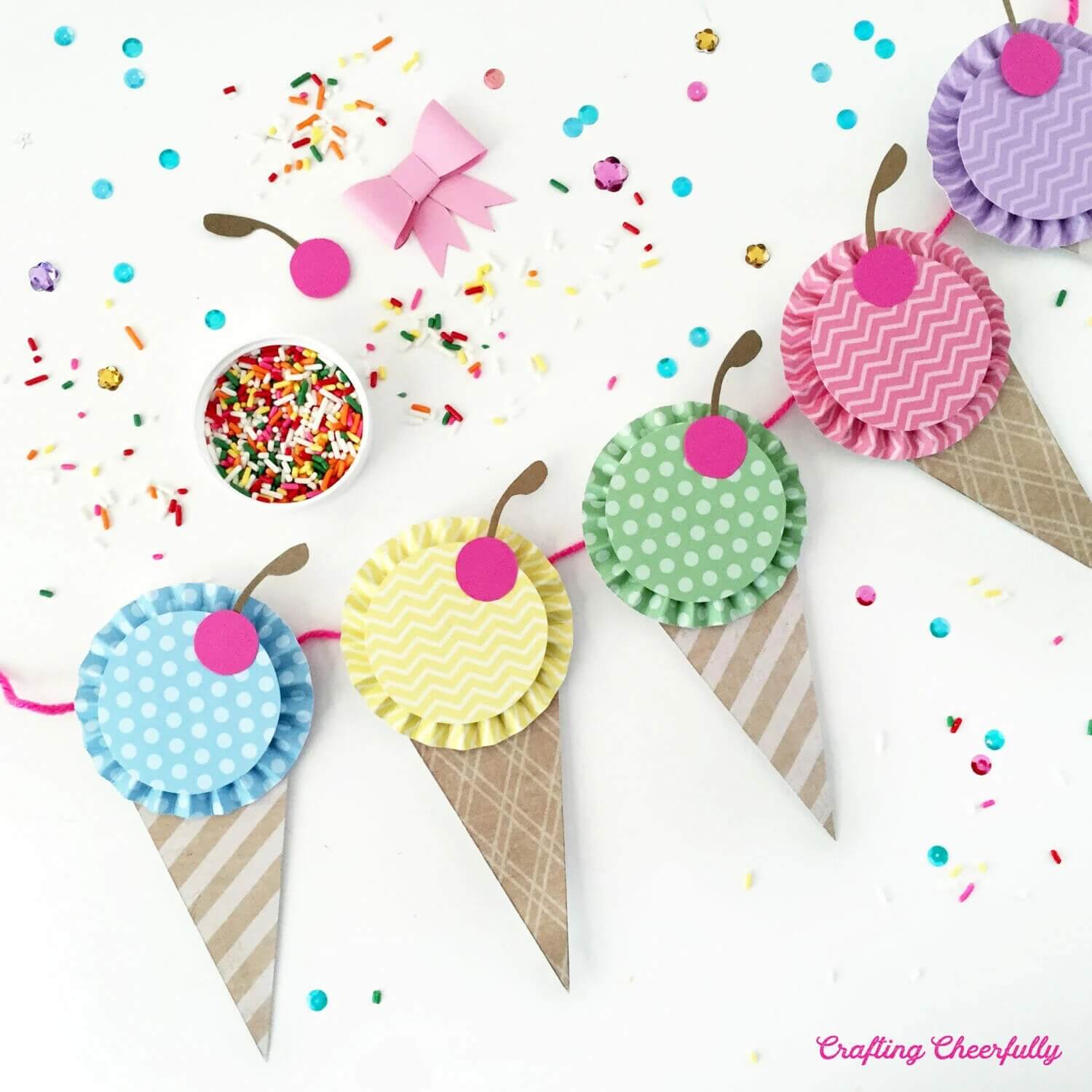 simple-and-easy-ice-cream-cone-banner-for-spring-decor-project_11zon Simple & Easy Ice Cream Cone Banner For Spring Decor Project Classroom Decoration Ideas for Preschool
