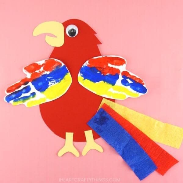 simple-hand-print-parrot-craft-activity-for-kids Simple Hand Print Parrot Craft & activities For Kids