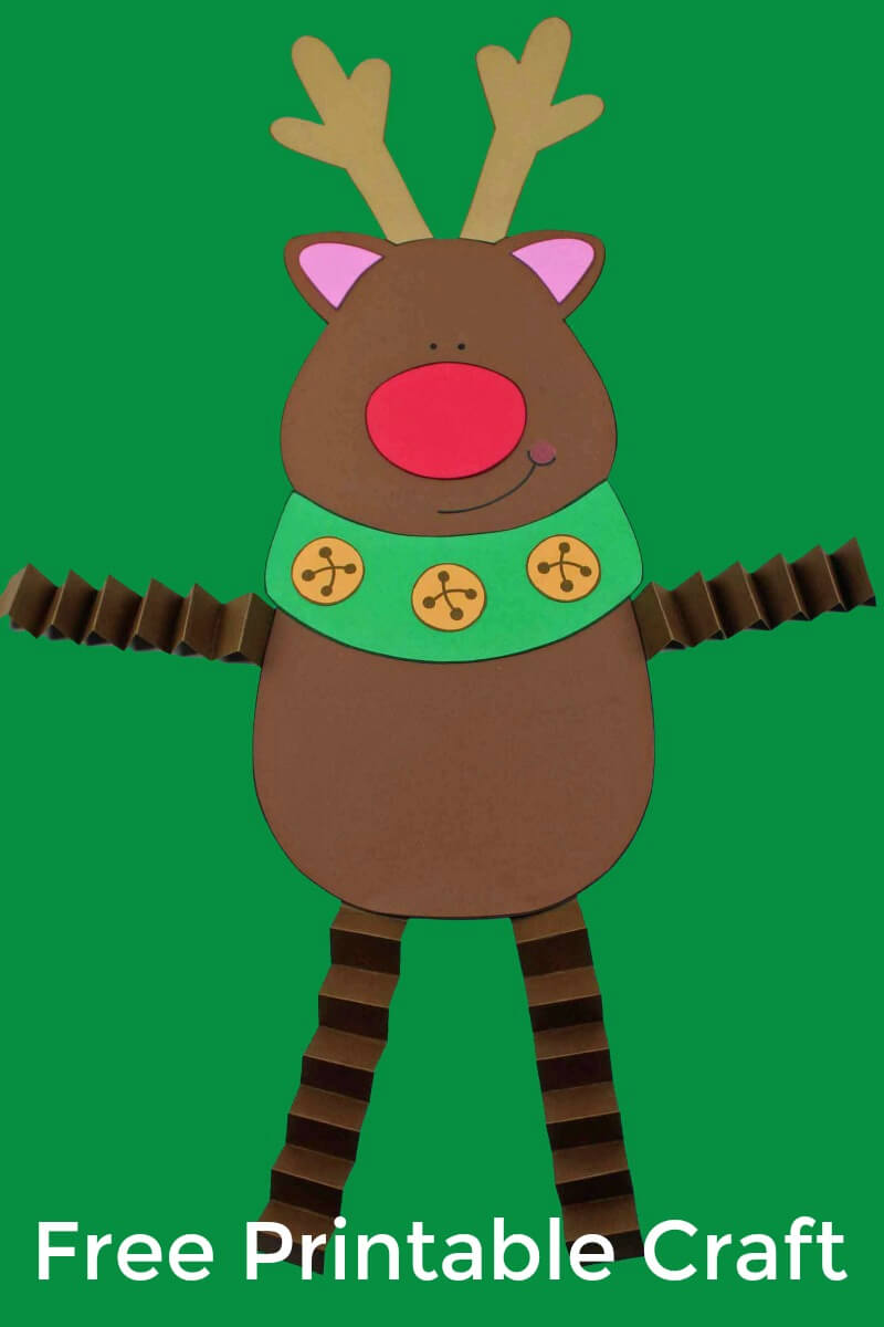 simple-printable-paper-reindeer-craft-with-accordion-legs Simple Printable Paper Reindeer Craft With Accordion Legs
