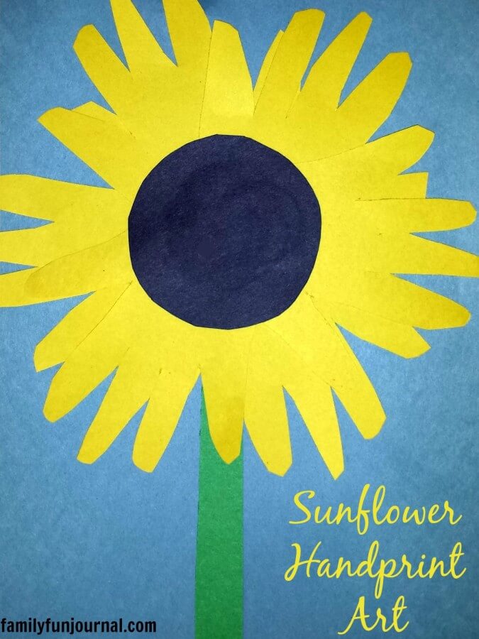 simple-sunflower-handprint-art-idea-with-construction-paper Simple Sunflower Handprint Art Idea With Construction Paper