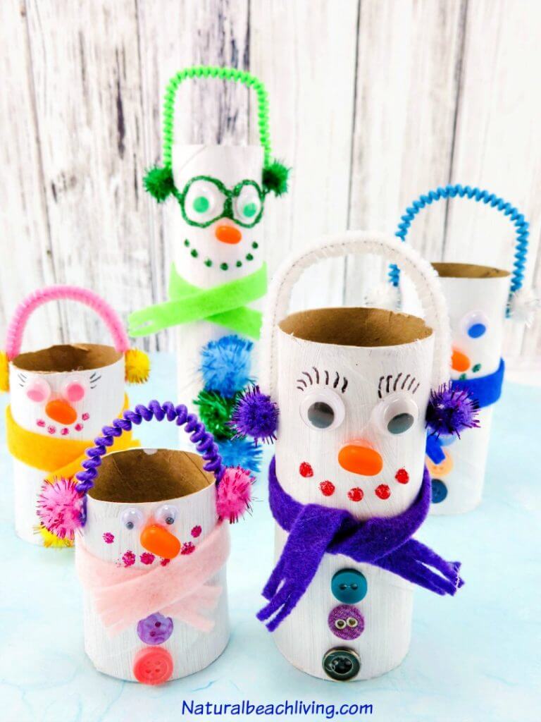 snowman-family-craft-using-toilet-paper-rolls-pipe-cleaners-pom-pom-and-buttons Snowman Family Craft Using Toilet Paper Rolls, Pipe Cleaners, Pom Pom & Buttons