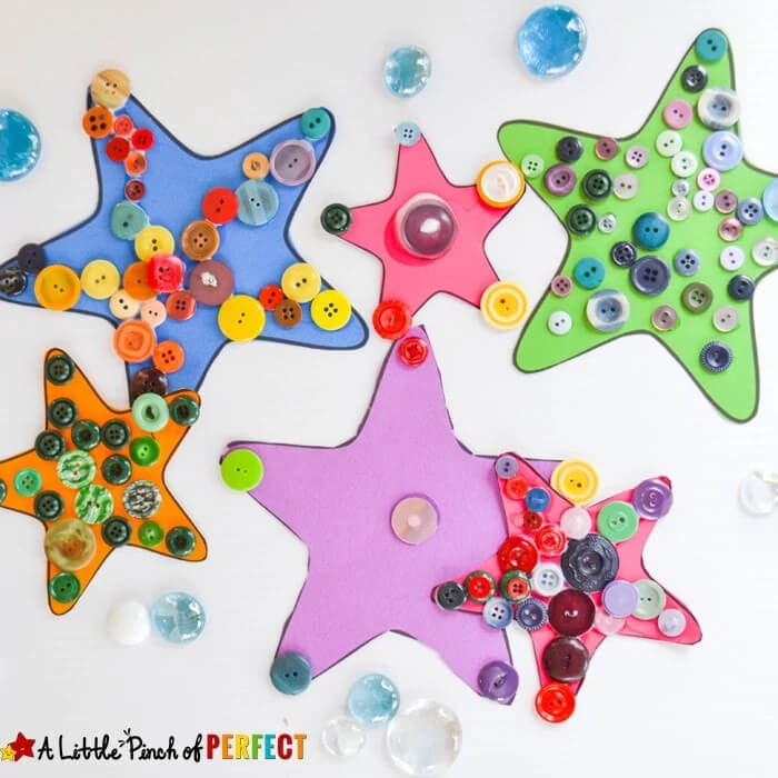 starfish-ocean-animal-craft-made-with-buttons-and-paper Starfish Ocean Animal Craft Made With Buttons & Paper