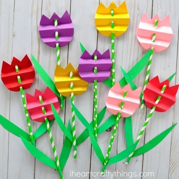 straw-paper-craft-ideas 3D Straw Paper Flower Craft Ideas For Kids