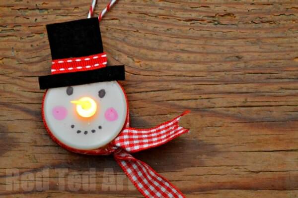 super-cute-snowman-ornament-using-tea-light Super Cute Snowman Ornament Using Tea Light