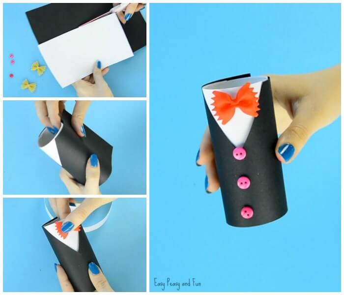 unique-tuxedo-craft-idea-for-kids-made-with-toilet-paper-roll-and-buttons Unique Tuxedo Craft Idea For Kids Made With Toilet Paper Roll & Buttons