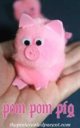 very-easy-pig-craft-using-pom-pom-and-buttons Very Easy Pig Craft Using Pom Pom & Buttons