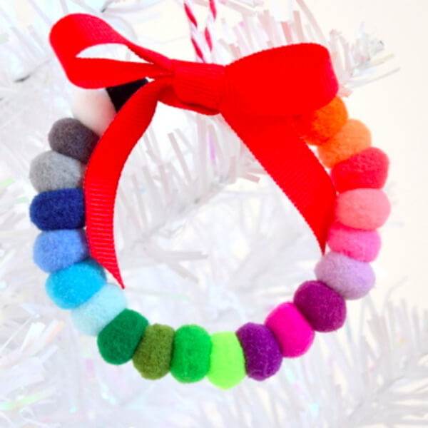 wreath-ornament Pom Poms Wreath Craft For Kids