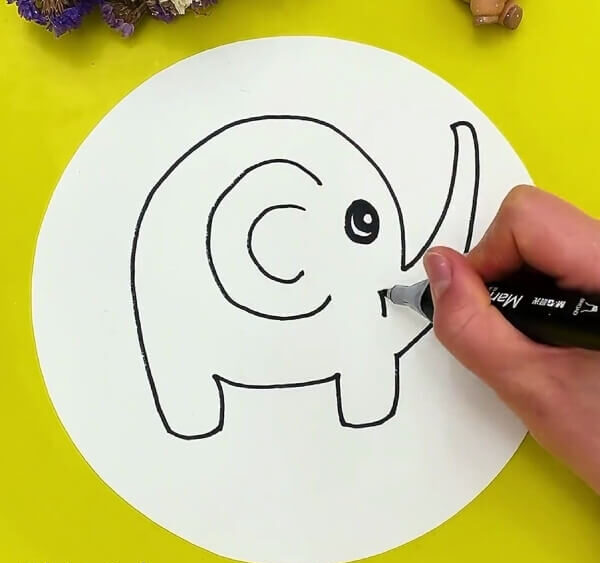Highlighting Your Drawing With The Use Of Black Sketch-Step-by-Step Guide to Drawing a Lovely Elephant