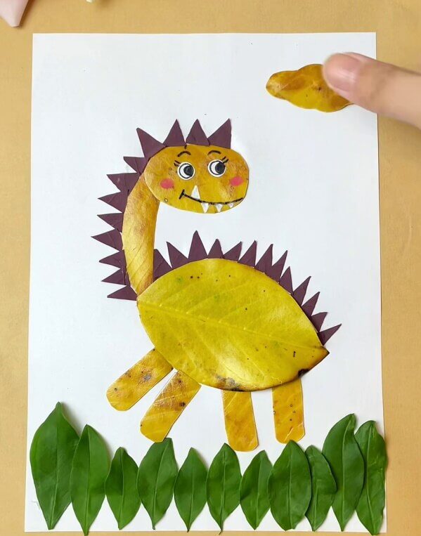 Clouds using Leaves- How To Craft a Dinosaur Animal Out of Leaves - A Tutorial for Kids