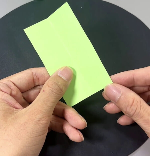 Folding Green Rectangle Paper In Half - Construct your own paper cactus with children.