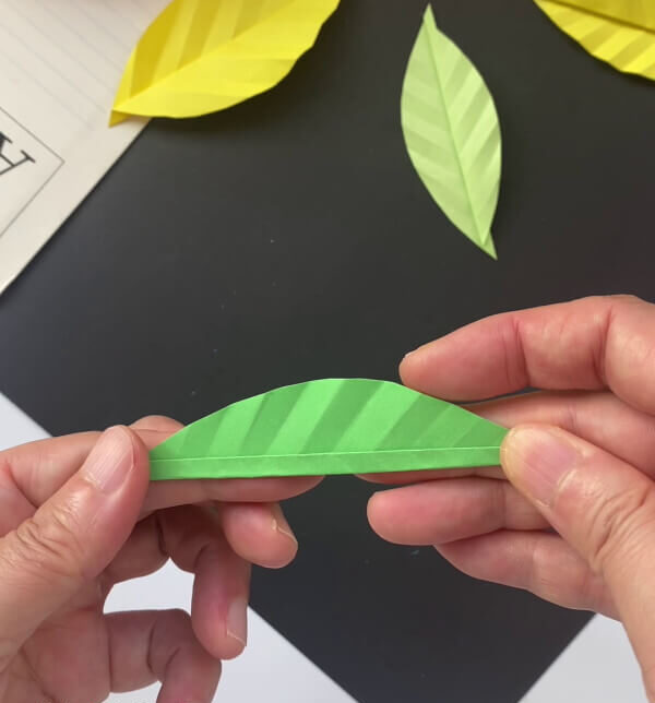 Making A Small Fold Along The Closed Edge An easy-to-follow tutorial for children on how to make a paper leaf