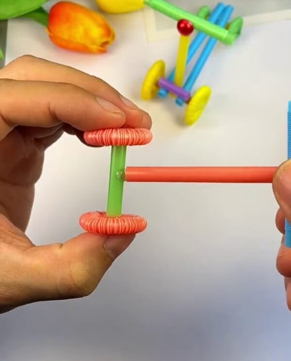 Front Wheels- Construction of a scooter for youngsters using plastic straws a detailed guide