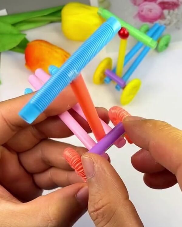 Complete The Scooter- Make a scooter for kids with plastic straws - a step-by-step tutorial