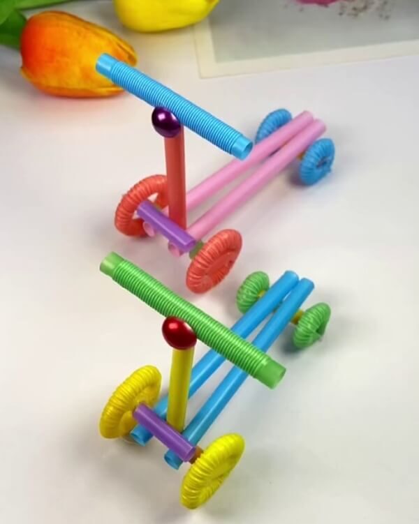 Now, Ready to Ride- Learn to construct a kid's scooter with plastic straws a tutorial